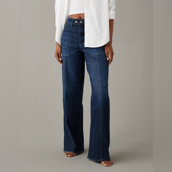 American Eagle Outfitters Denim - AE Dreamy Drape Stretch Super High-Waisted Baggy Wide-Leg Jean